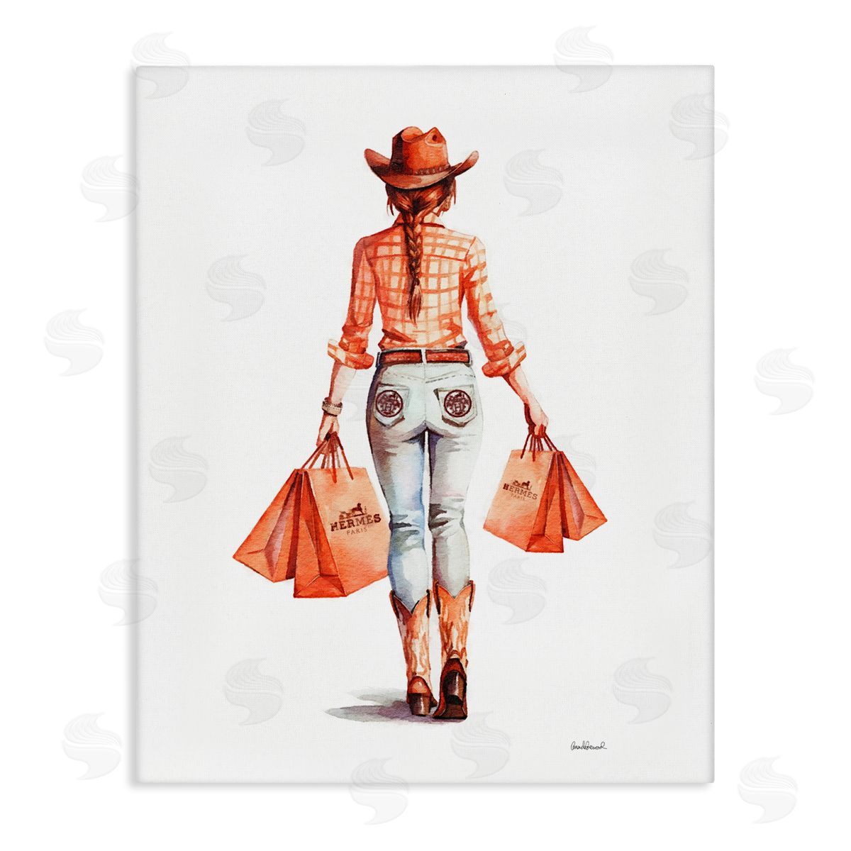 Modern Chic Cowgirl Canvas Wall Art, Home Decor by Amanda Greenwood