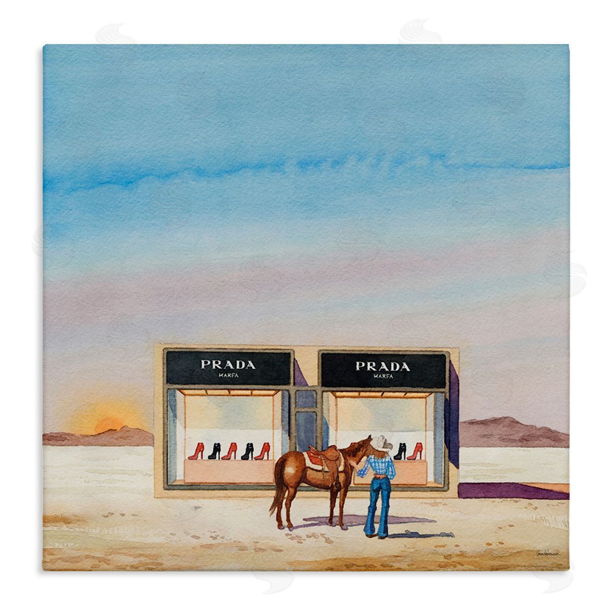 Desert Shoe Store Canvas Wall Art, Home Decor by Amanda Greenwood