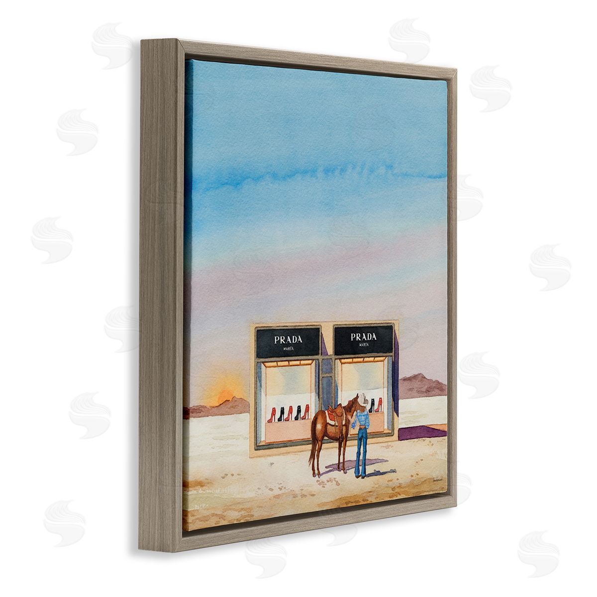 Desert Shoe Store Brown Floating Frame Canvas Wall Art, Home Decor by Amanda Greenwood