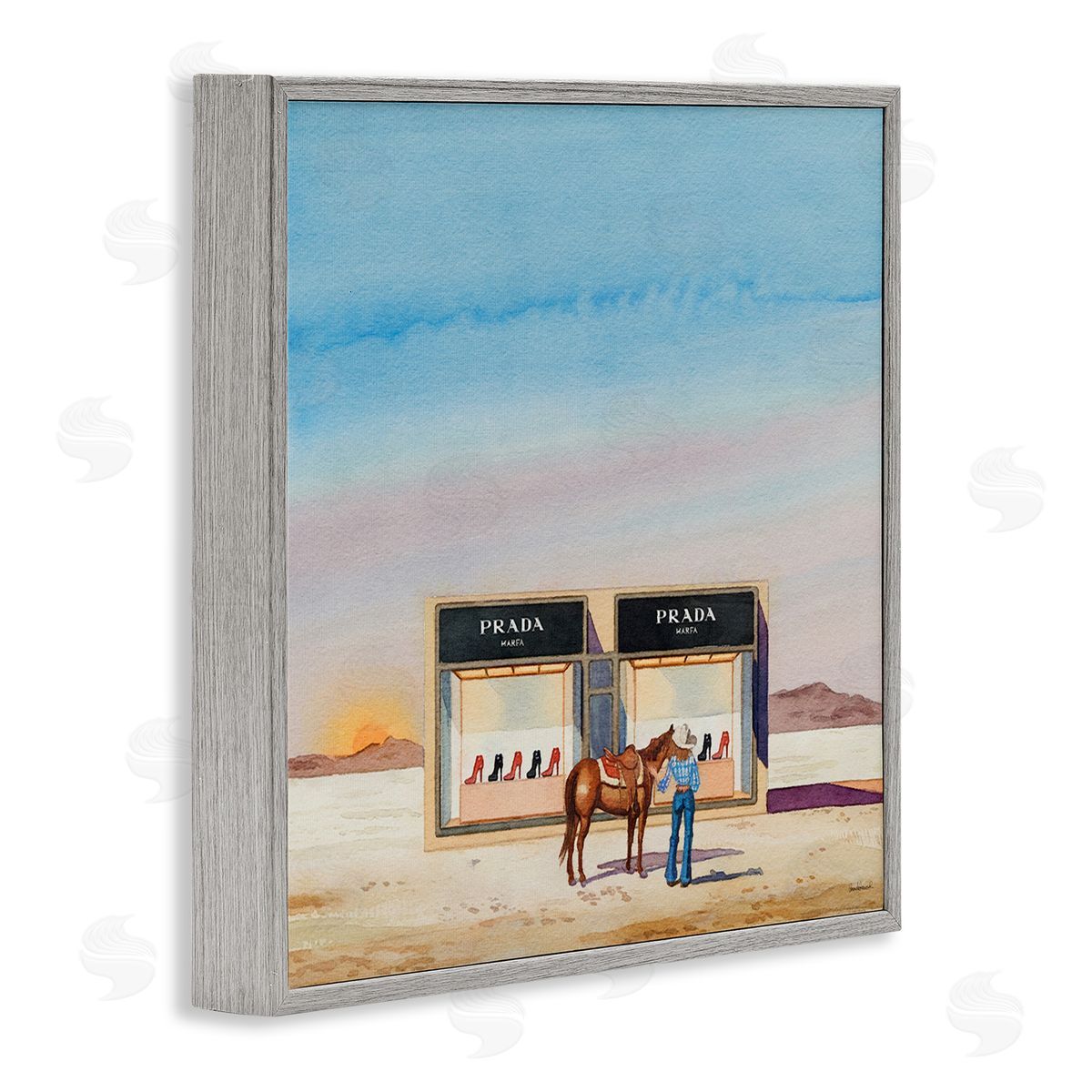 Desert Shoe Store Grey Frame Print Wall Art, Home Decor by Amanda Greenwood