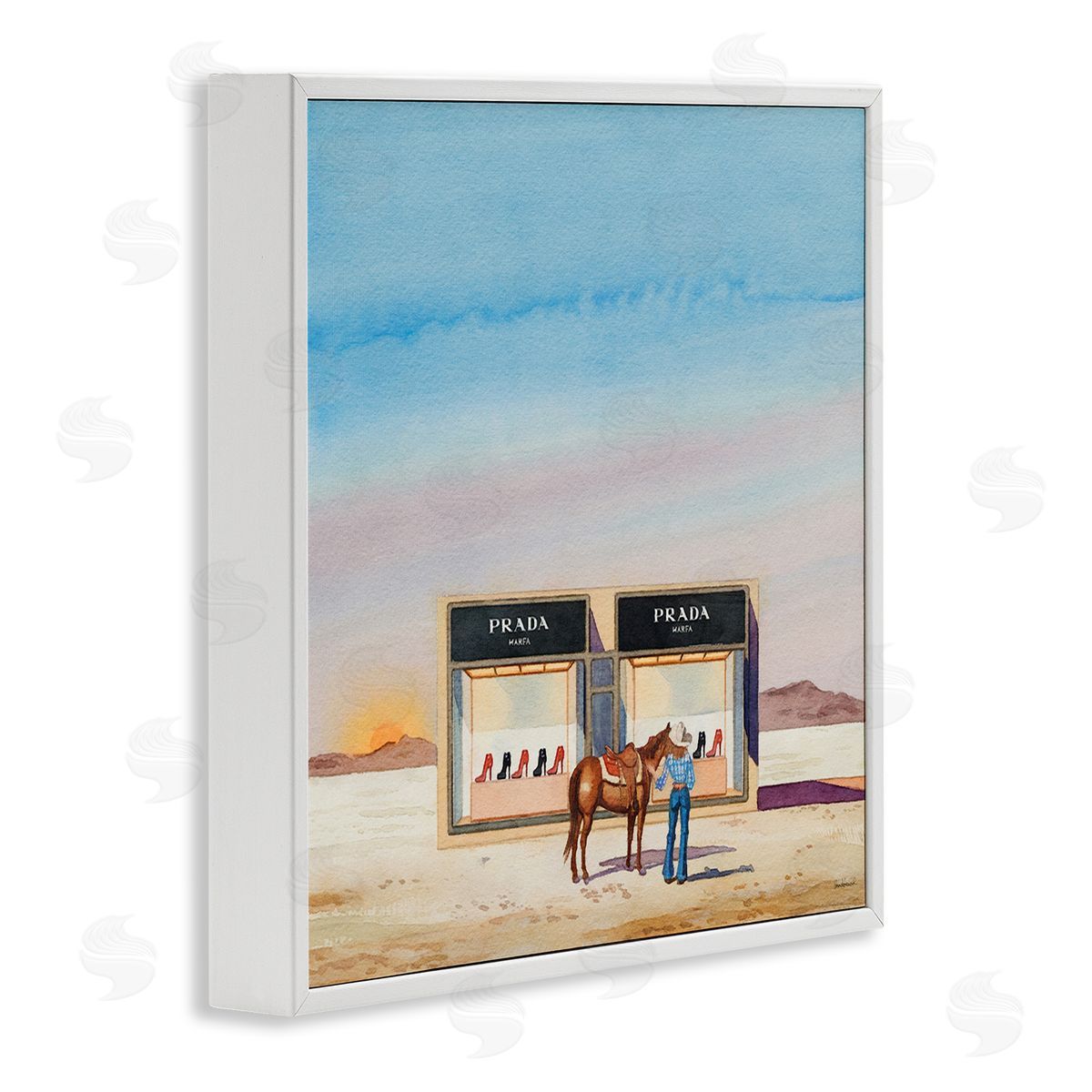 Desert Shoe Store White Frame Print Wall Art, Home Decor by Amanda Greenwood