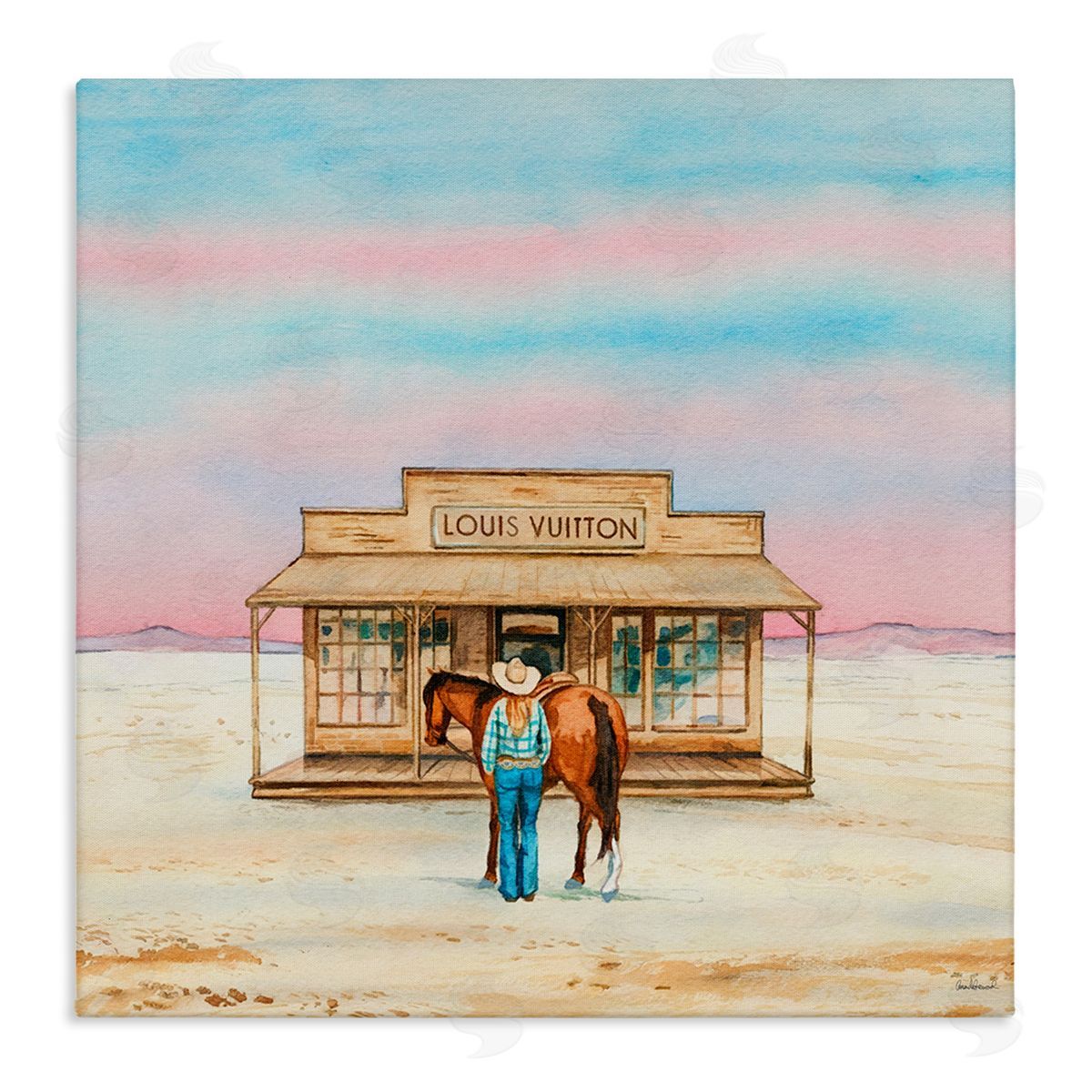 Glam Cowgirl Shopping Canvas Wall Art, Home Decor by Amanda Greenwood
