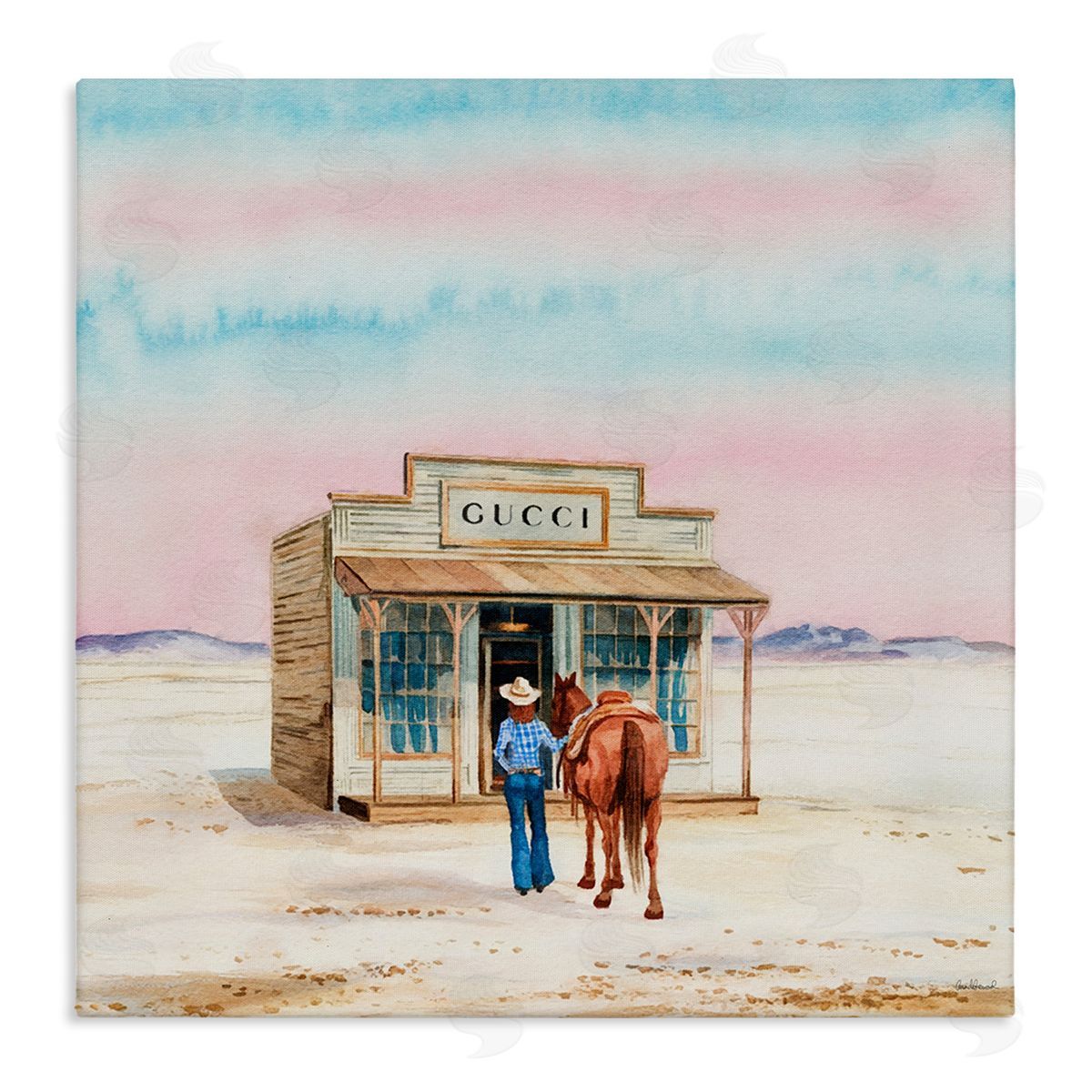 Glam Cowgirl at Desert Shop Canvas Wall Art, Home Decor by Amanda Greenwood