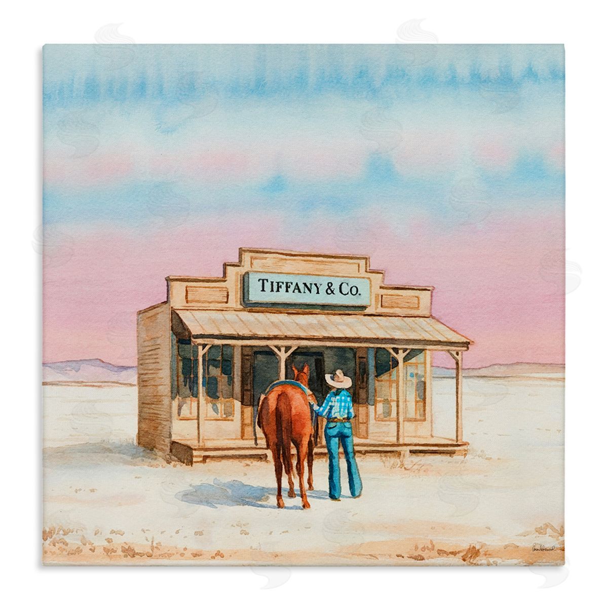 Fashionista Cowgirl in Desert Canvas Wall Art, Home Decor by Amanda Greenwood