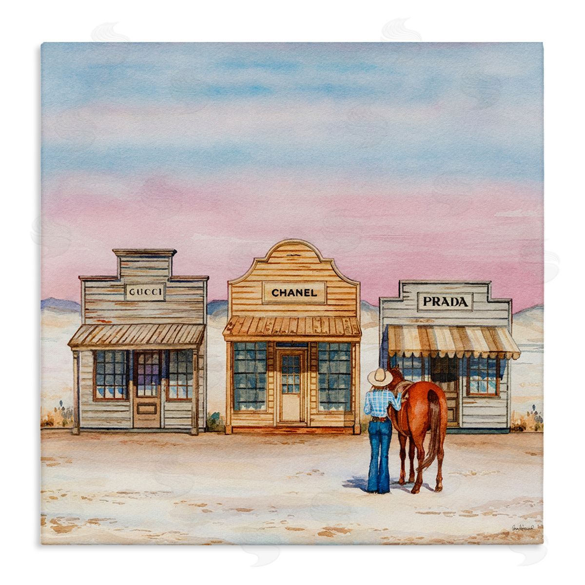 Trendy Saloon Shops Cowgirl Canvas Wall Art, Home Decor by Amanda Greenwood