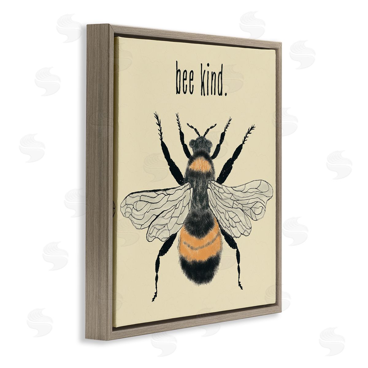 Bee Kind Detailed Bumble Brown Floating Frame Canvas Wall Art, Home Decor by Carrie Cantwell