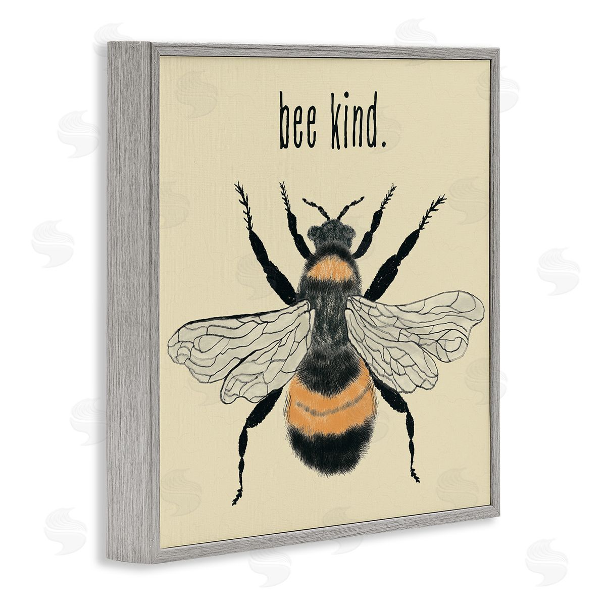 Bee Kind Detailed Bumble Grey Frame Print Wall Art, Home Decor by Carrie Cantwell