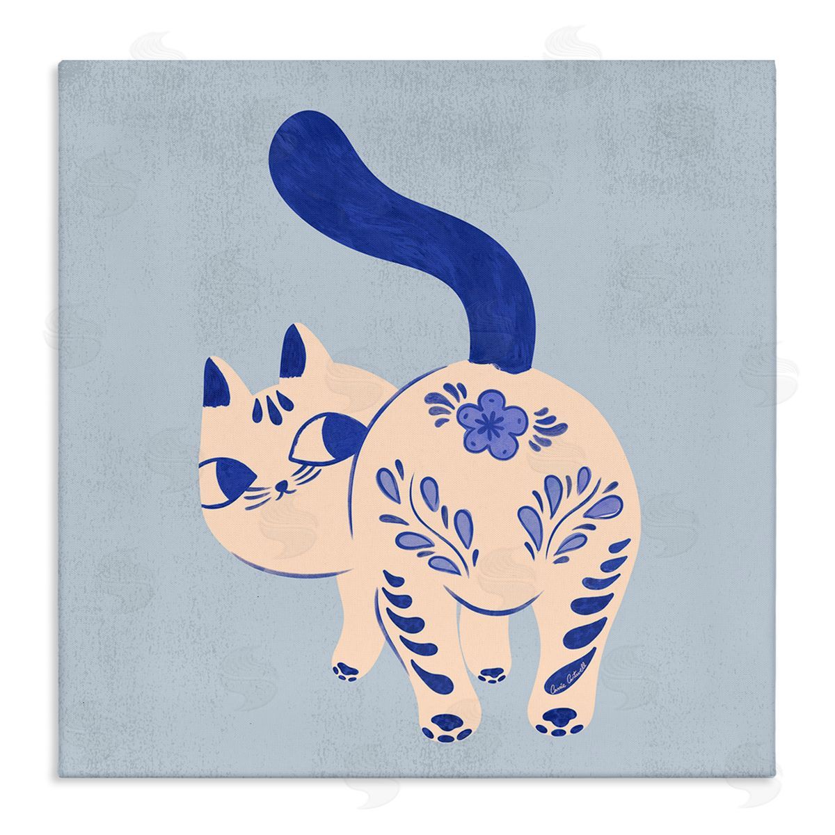 Purrcelin Patterned Cat Canvas Wall Art, Home Decor by Carrie Cantwell