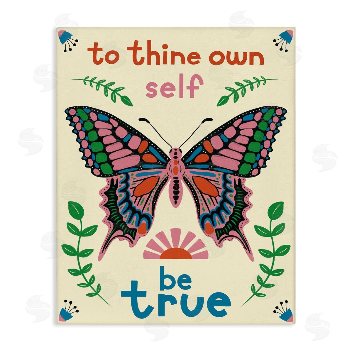 To Thine Self Be True Phrase Canvas Wall Art, Home Decor by Carrie Cantwell