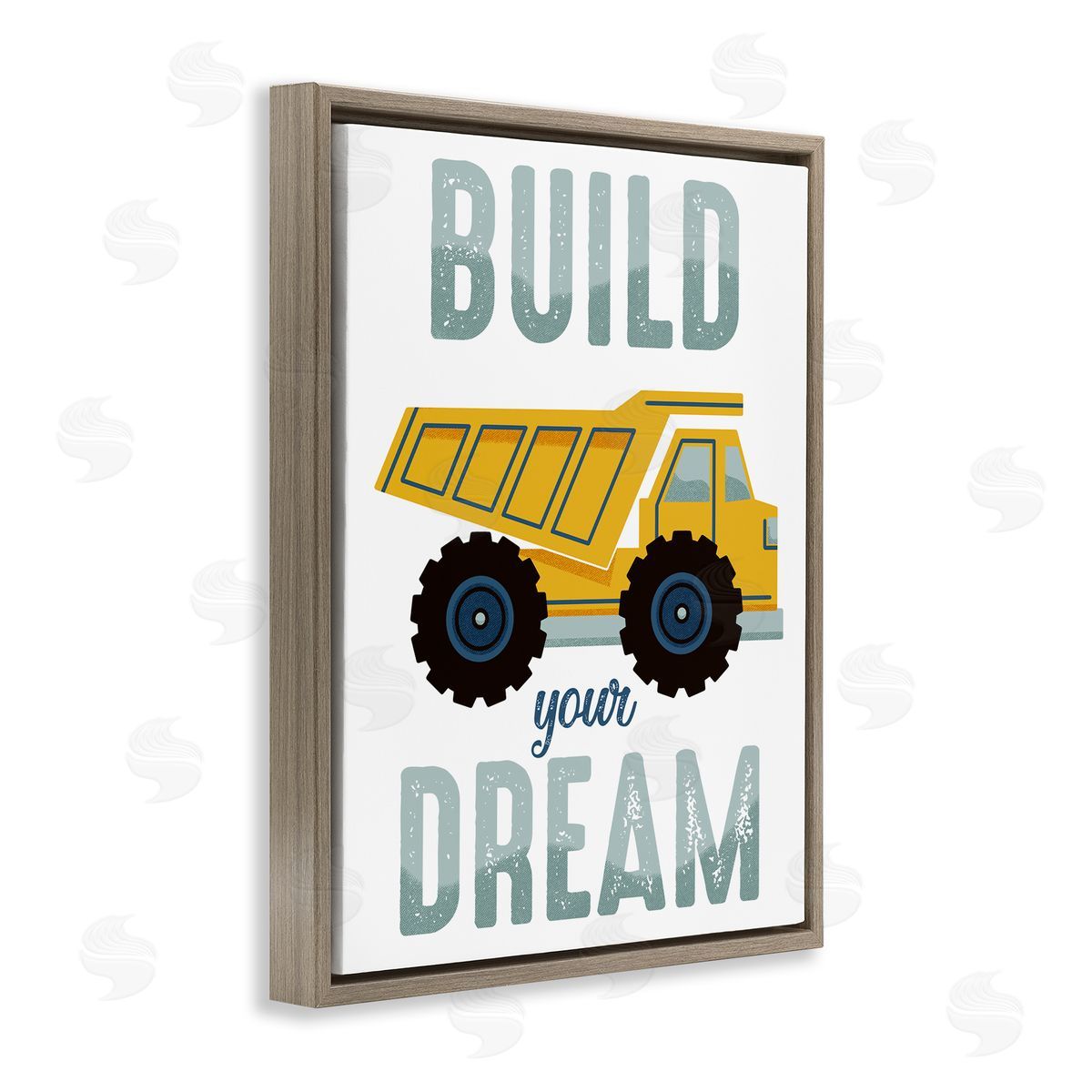 Build Your Dream Construction Brown Floating Frame Canvas Wall Art, Home Decor by Marcus Prime