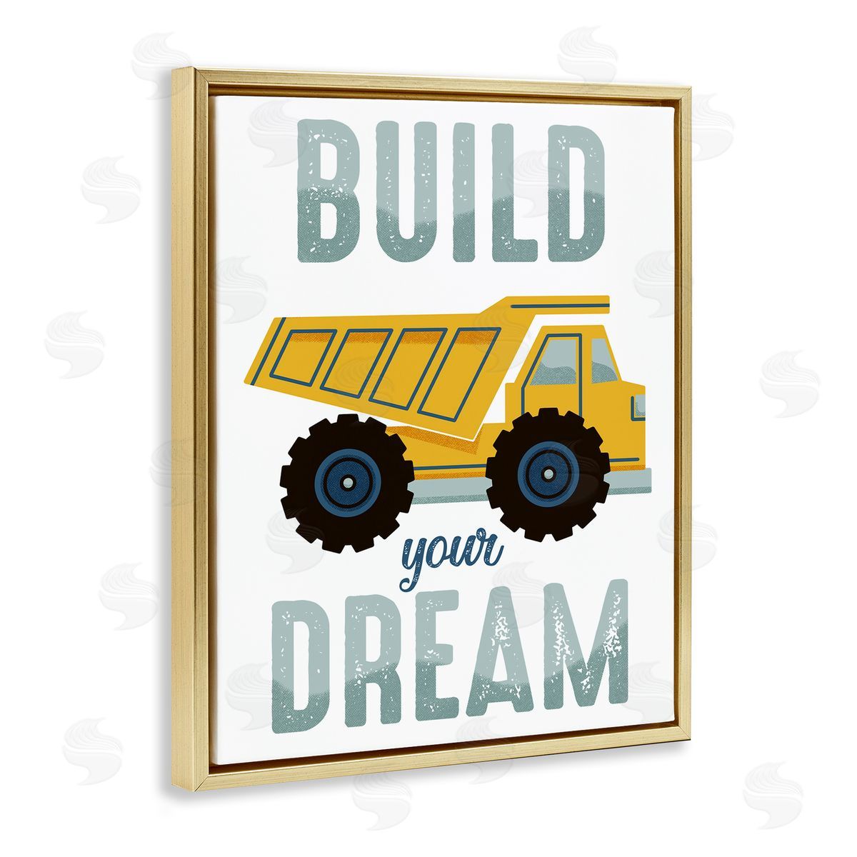 Build Your Dream Construction Gold Floating Frame Canvas Wall Art, Home Decor by Marcus Prime