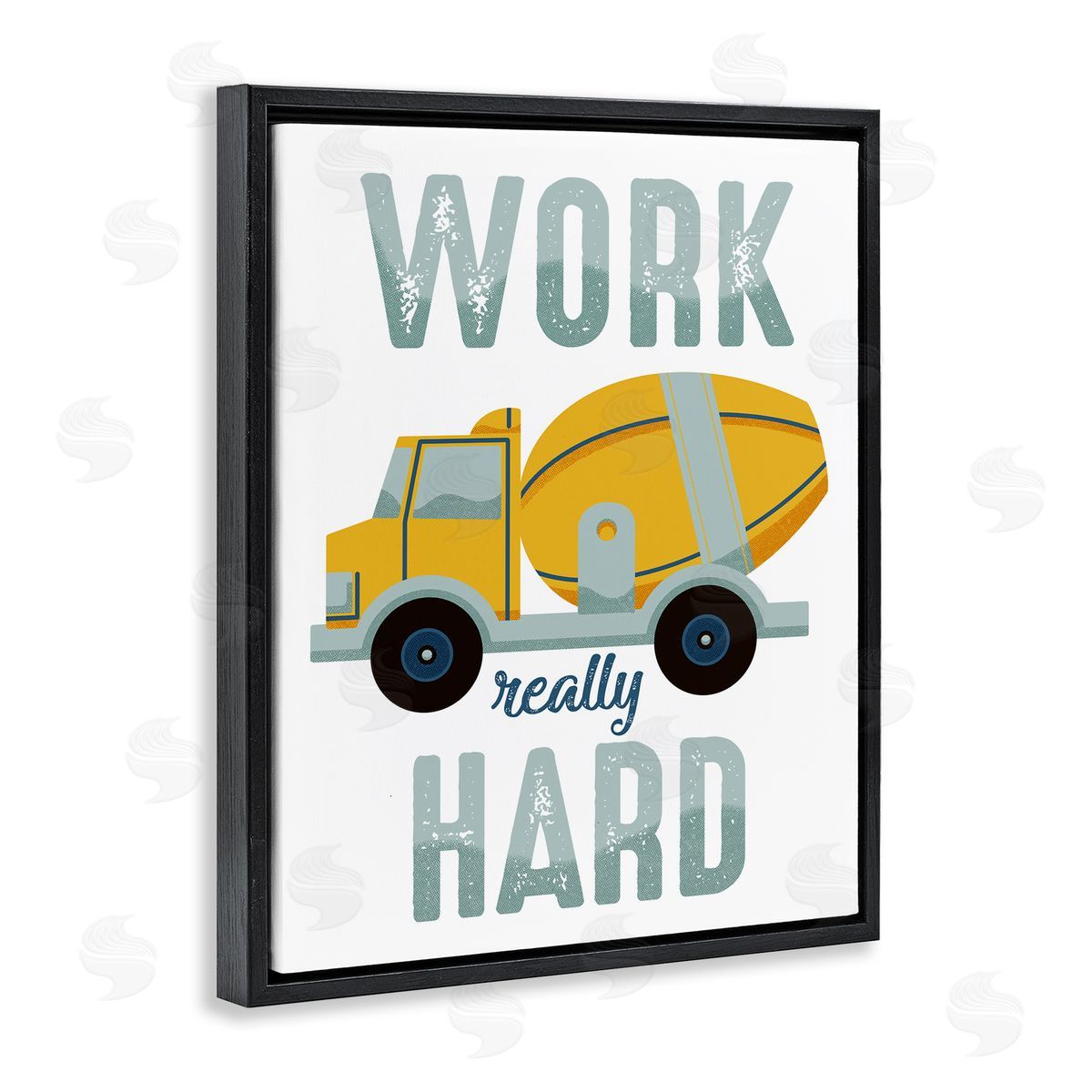 Work Really Hard Phrase Black Floating Frame Canvas Wall Art, Home Decor by Marcus Prime