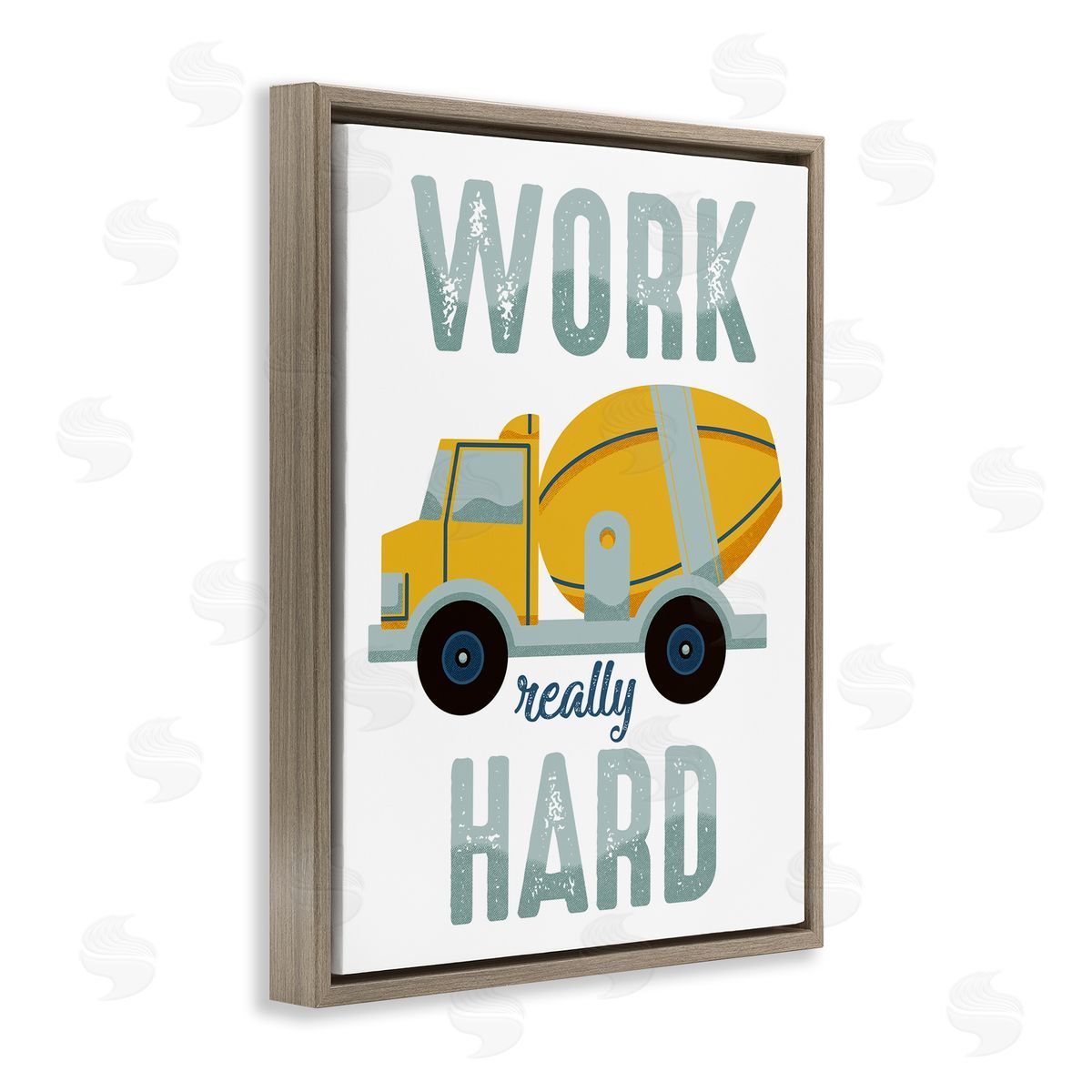 Work Really Hard Phrase Brown Floating Frame Canvas Wall Art, Home Decor by Marcus Prime