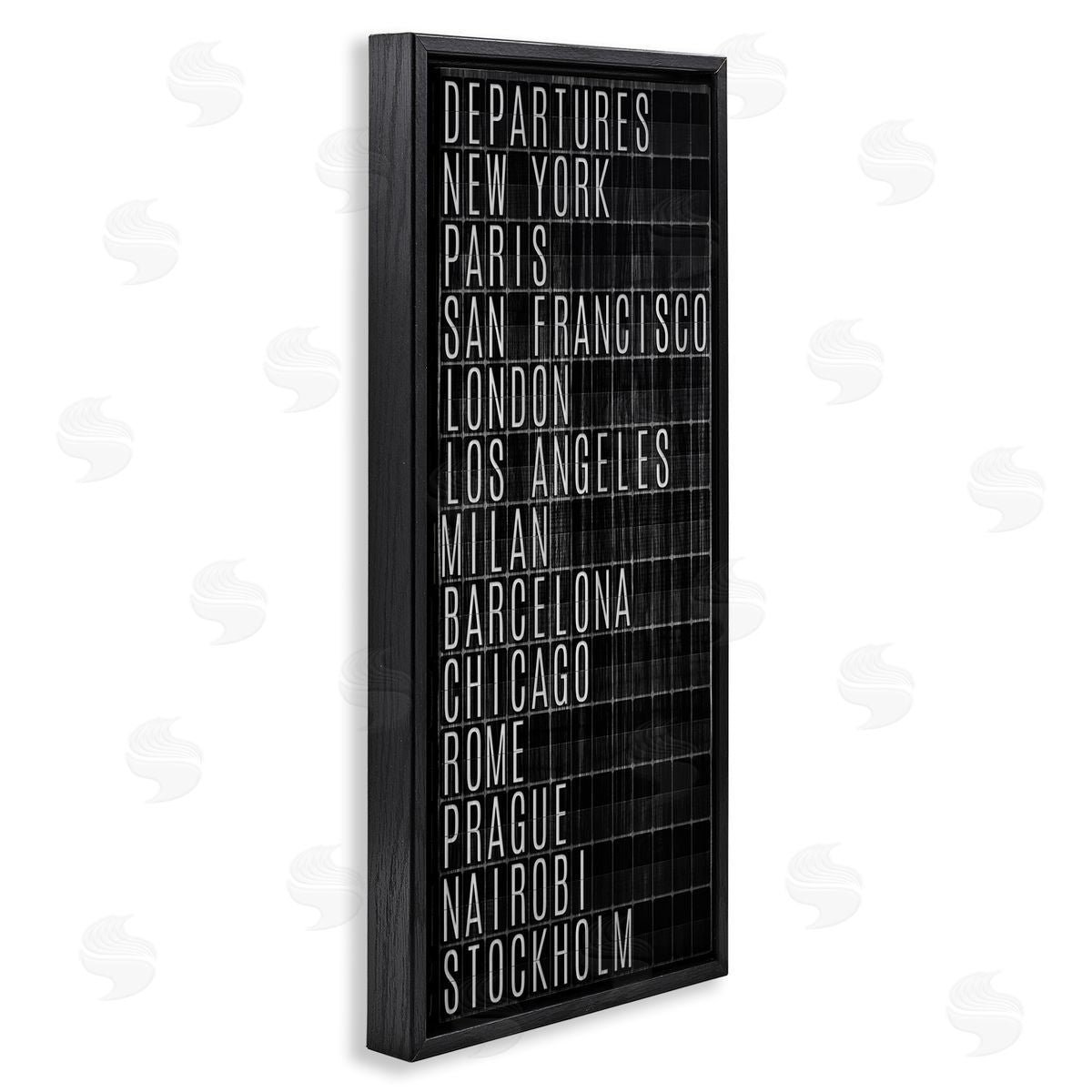 Airport Departures Major Cities Black Floating Frame Canvas Wall Art, Home Decor by SunDance Group, LLC