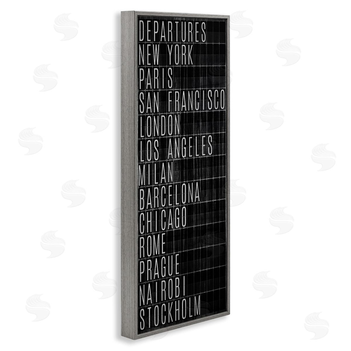 Airport Departures Major Cities Grey Frame Print Wall Art, Home Decor by SunDance Group, LLC