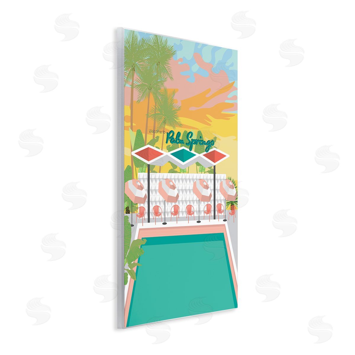 Palm Springs Pool Time Wood Plaque Wall Art, Home Decor by Jen Bucheli