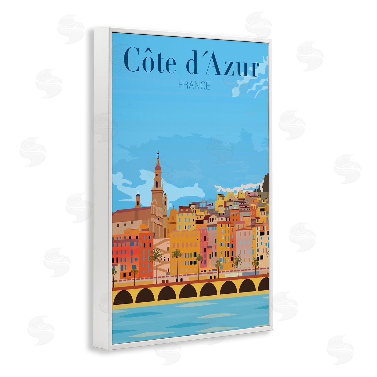 French Landmark River White Frame Print Wall Art, Home Decor by Jen Bucheli