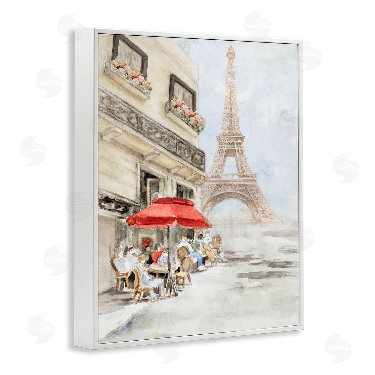 Sunday Lunch Eiffel Tower White Frame Print Wall Art, Home Decor by Lanie Loreth