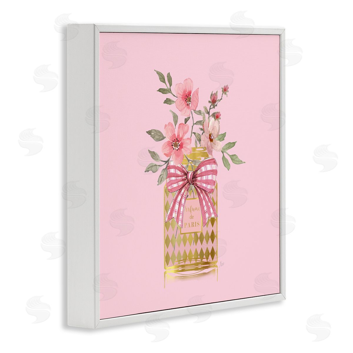Perfume Bouquet Florals White Frame Print Wall Art, Home Decor by Nan