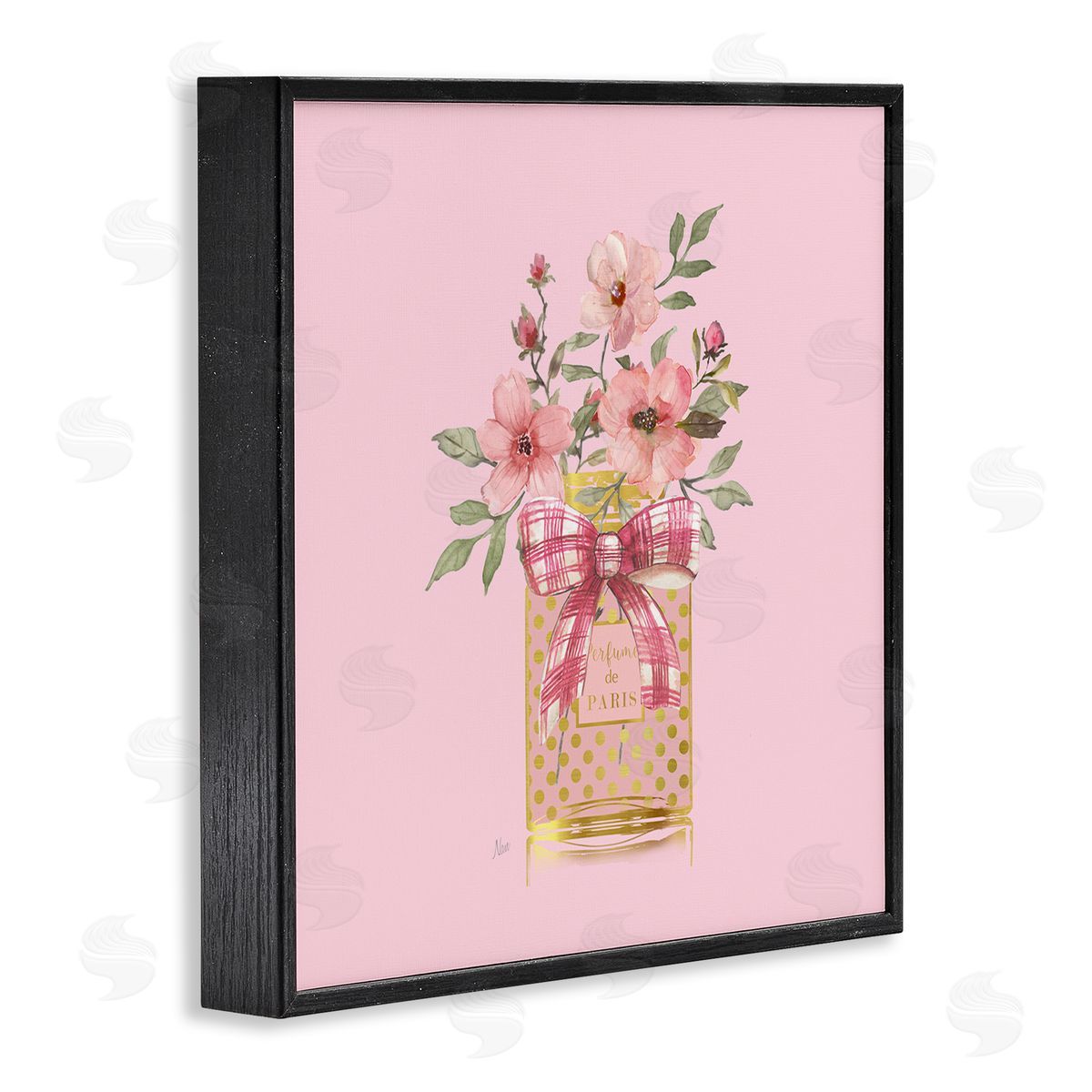 Wildflower Perfume Bouquet Black Frame Print Wall Art, Home Decor by Nan