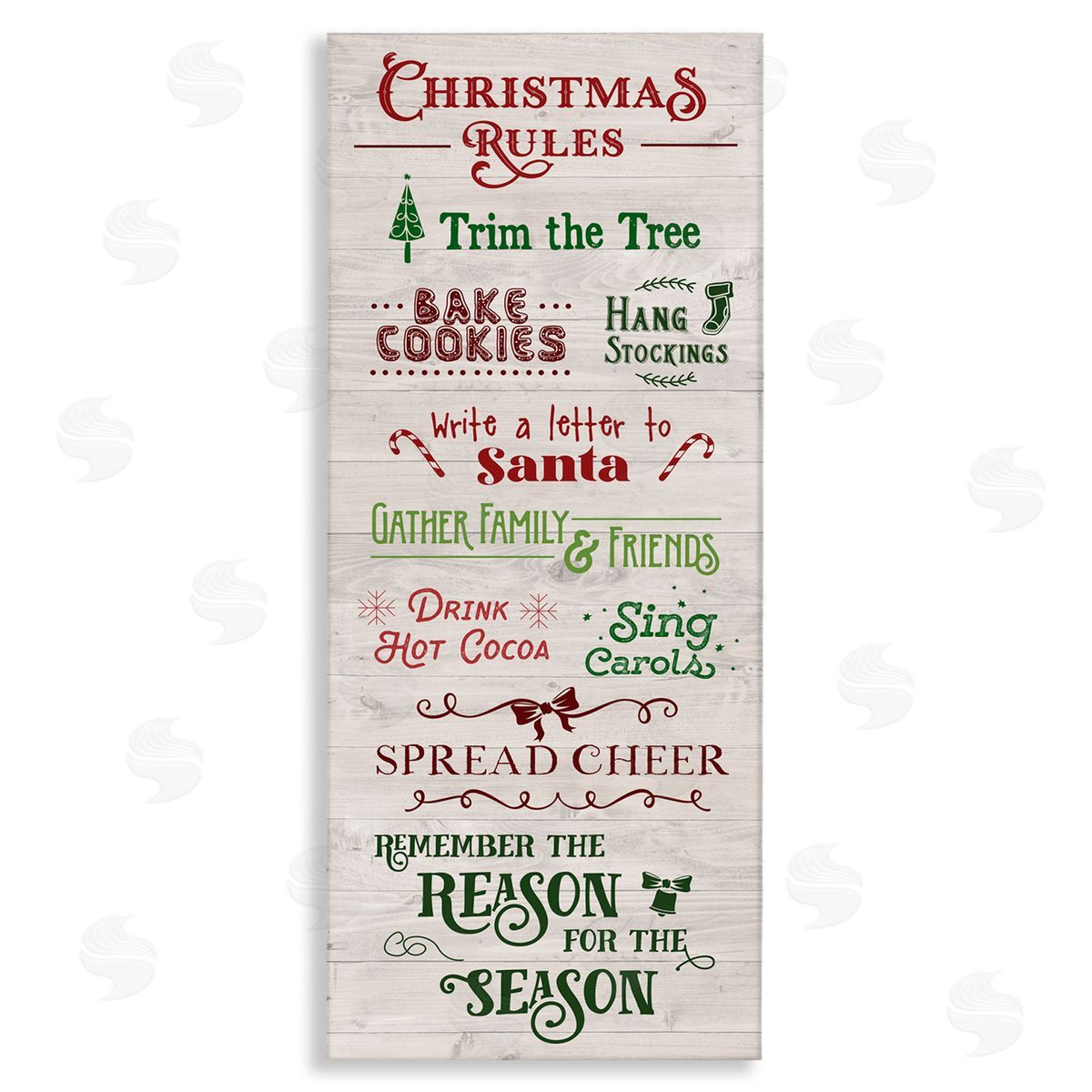 Rustic Christmas Rules Canvas Wall Art, Home Decor by Amanda Murray