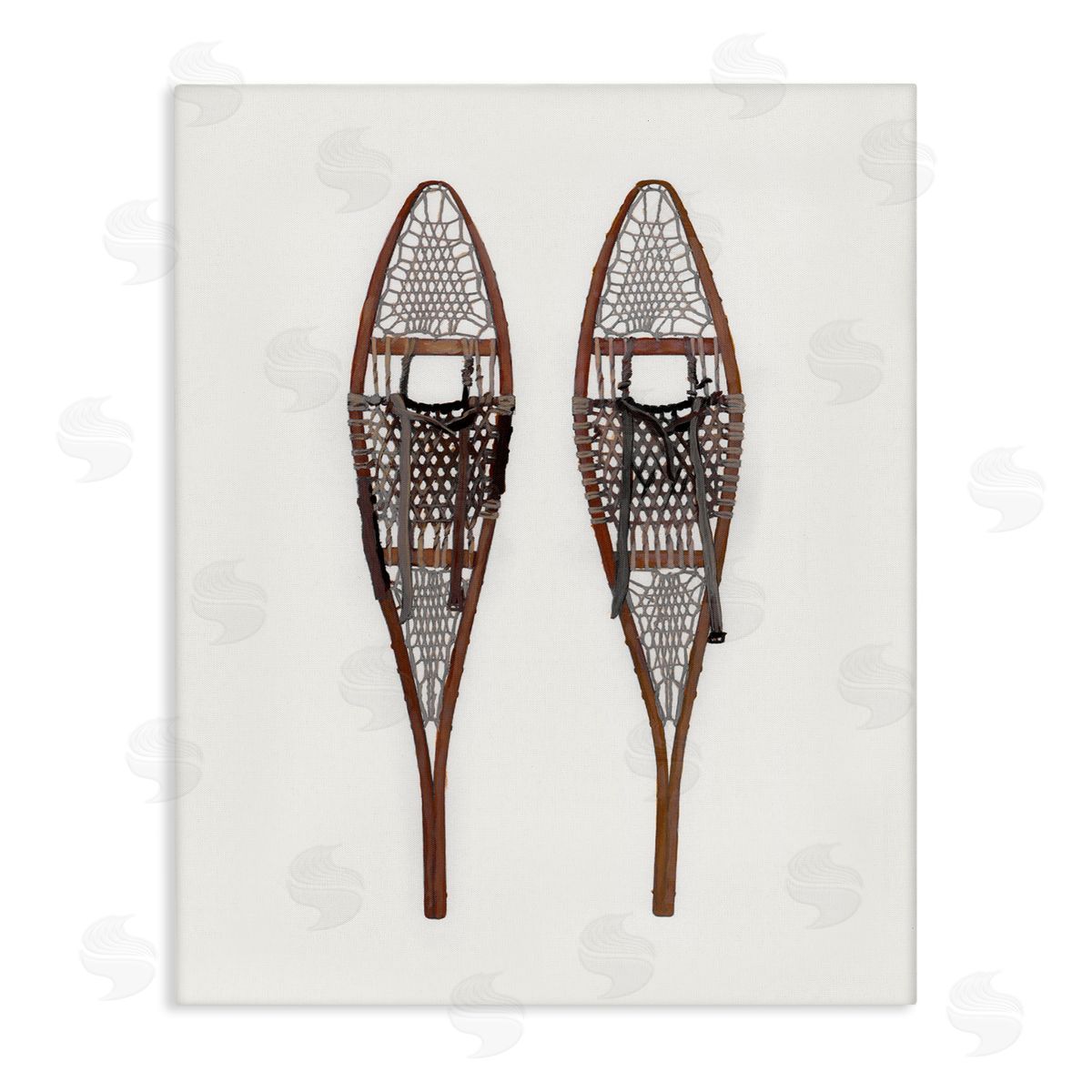Minimal Winter Snow Shoes Canvas Wall Art, Home Decor by Charity Henderson
