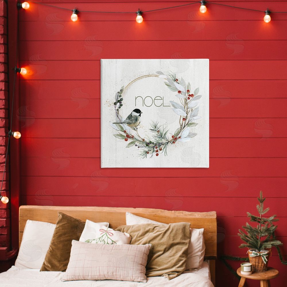 Simple Noel Wreath Canvas Wall Art in Room, Home Decor by Livi Finn