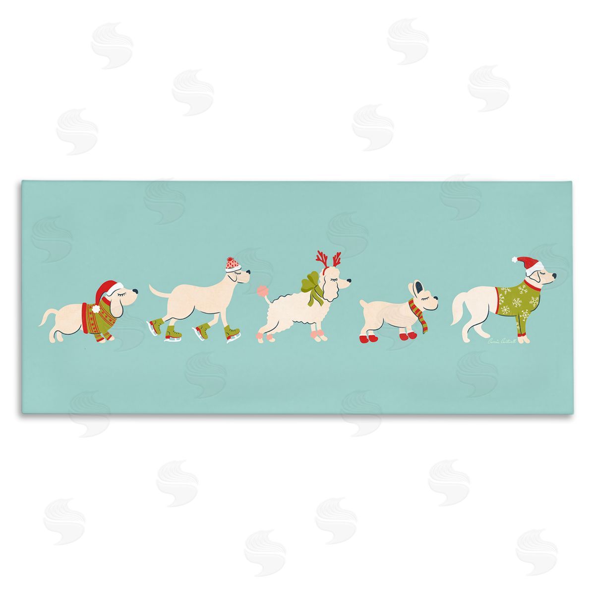 Festive Dog Breeds Canvas Wall Art, Home Decor by Carrie Cantwell