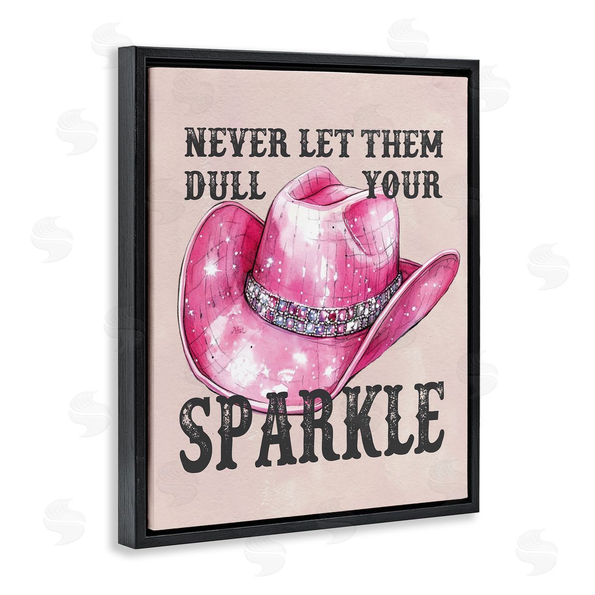 Never Let Them Dull Your Sparkle Black Floating Frame Canvas Wall Art, Home Decor by Lettered and Lined