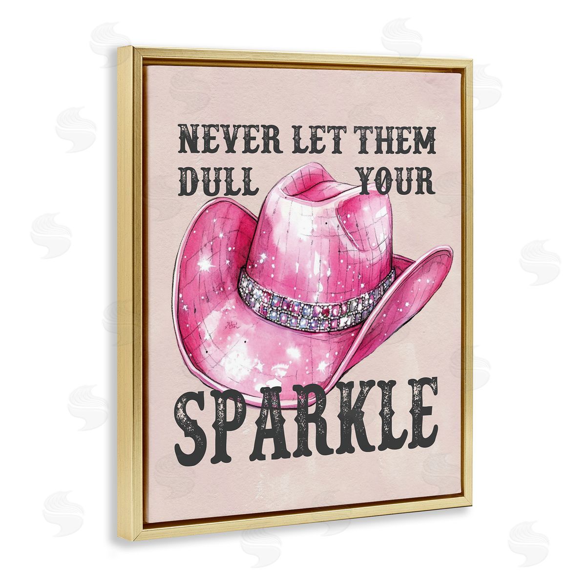 Never Let Them Dull Your Sparkle Gold Floating Frame Canvas Wall Art, Home Decor by Lettered and Lined