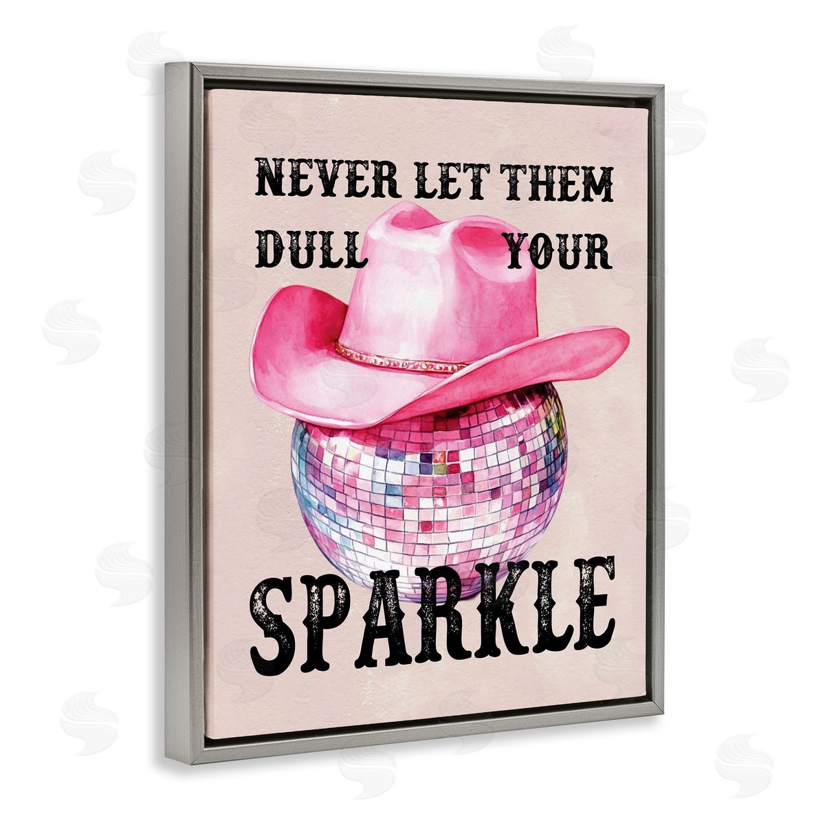 Don't Dull Your Sparkle Grey Floating Frame Canvas Wall Art, Home Decor by Lettered and Lined