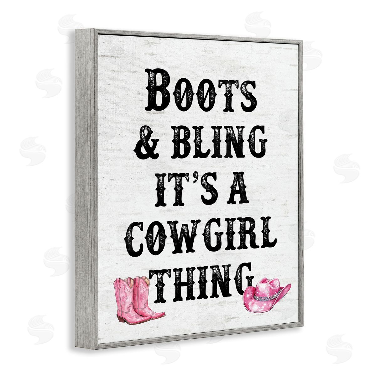 Boots & Bling Cowgirl Thing Grey Frame Print Wall Art, Home Decor by Lettered and Lined