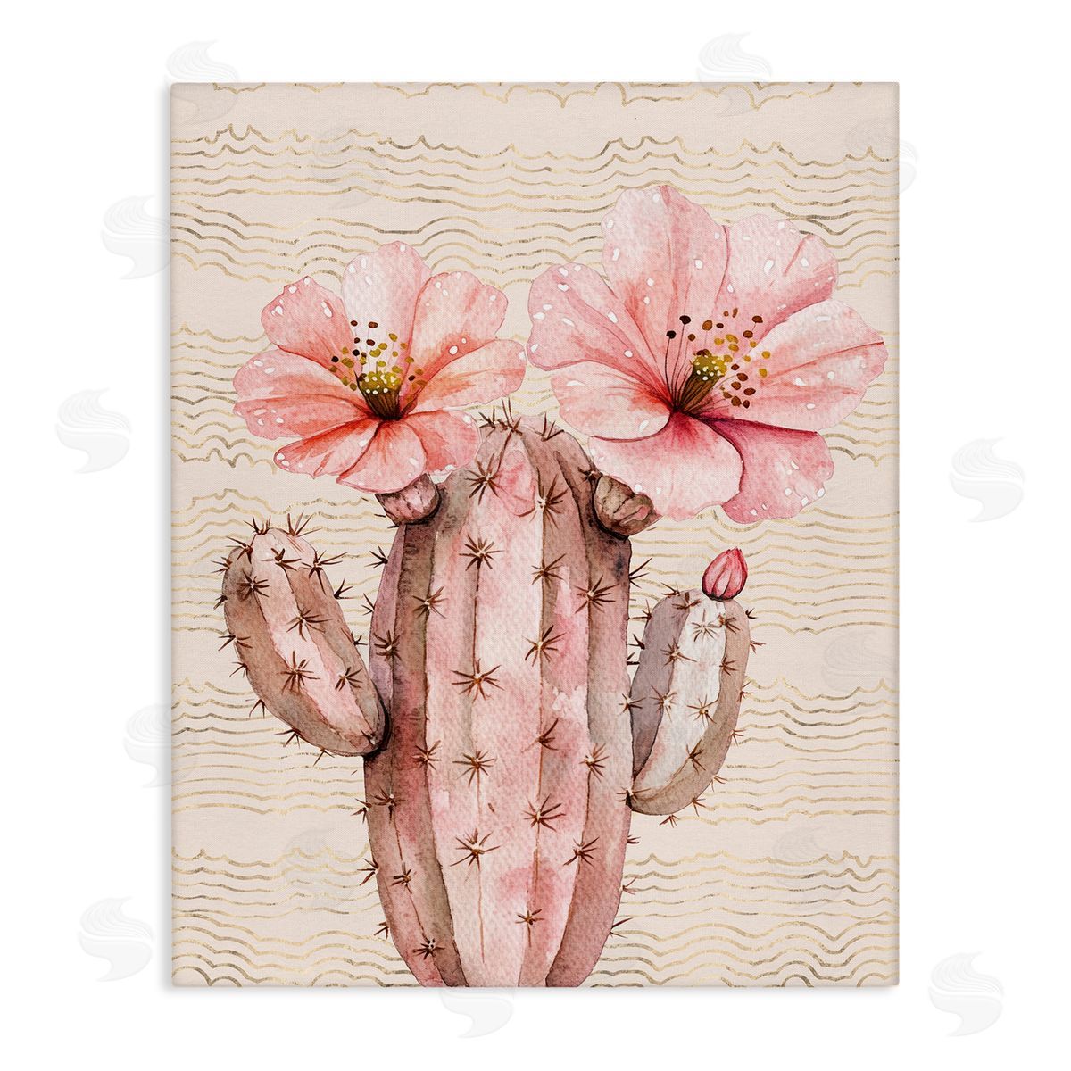 Pastel Cactus with Blooms Canvas Wall Art, Home Decor by Lettered and Lined