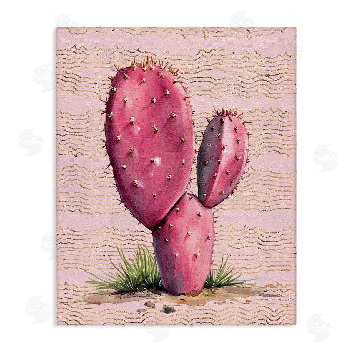 Pink Prickly Pear Cactus Canvas Wall Art, Home Decor by Lettered and Lined