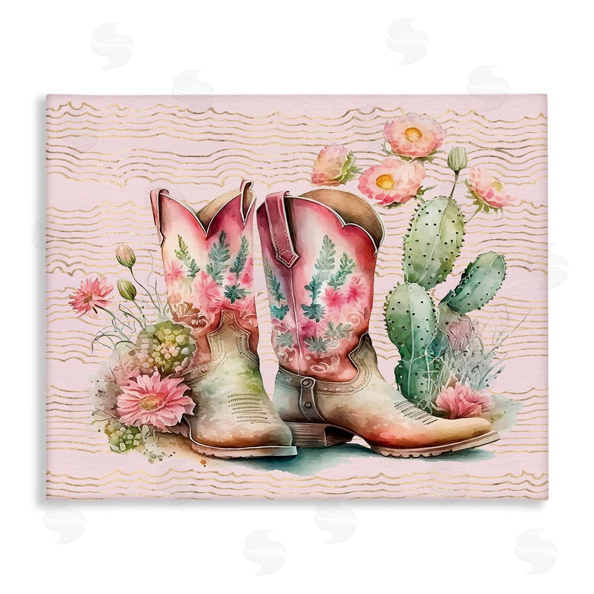 Country Boots with Cacti Canvas Wall Art, Home Decor by Lettered and Lined