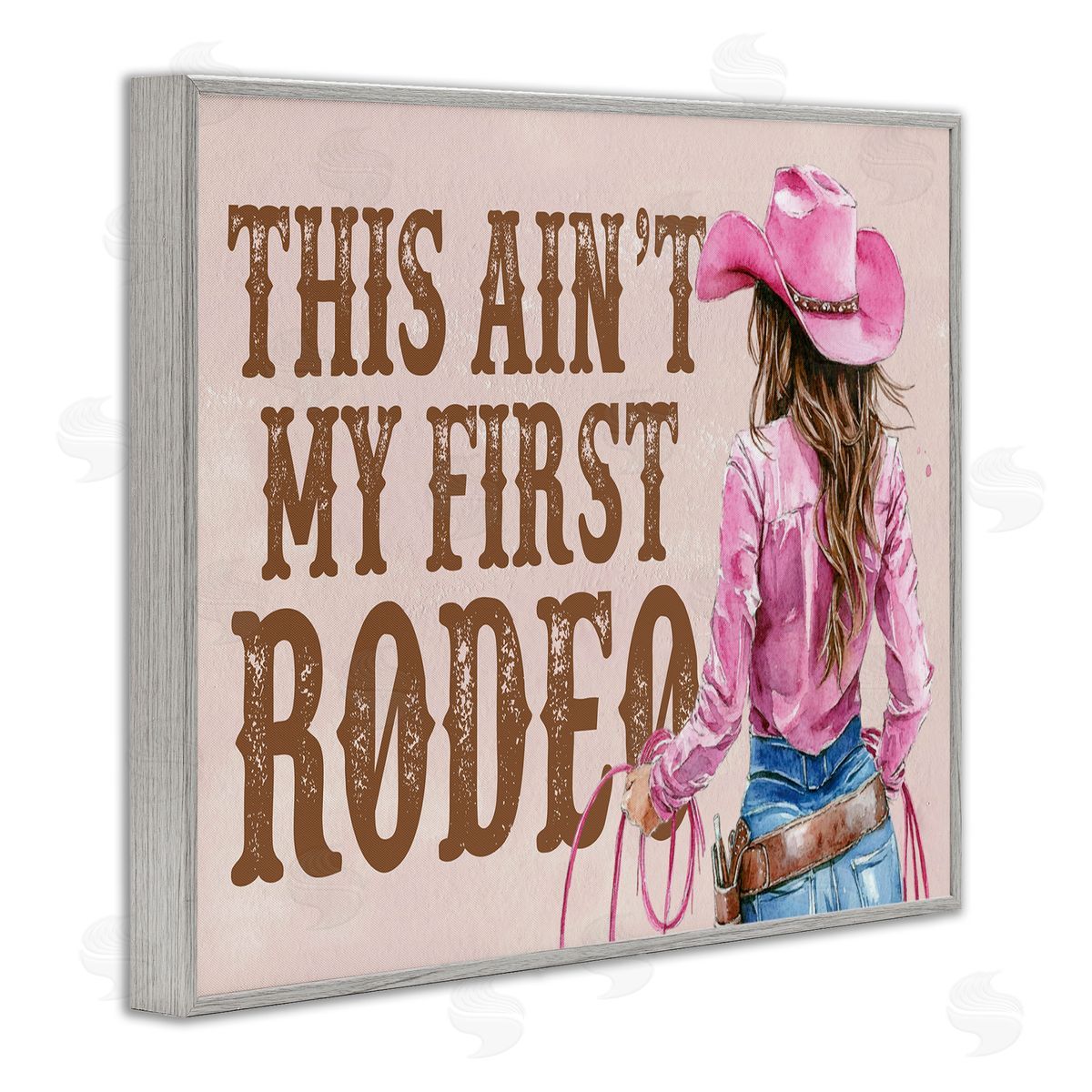 Ain't My First Rodeo Girl Grey Frame Print Wall Art, Home Decor by Lettered and Lined