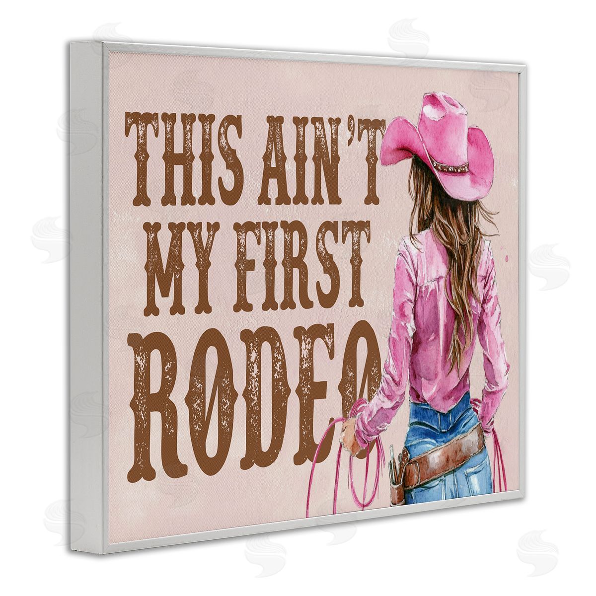 Ain't My First Rodeo Girl White Frame Print Wall Art, Home Decor by Lettered and Lined