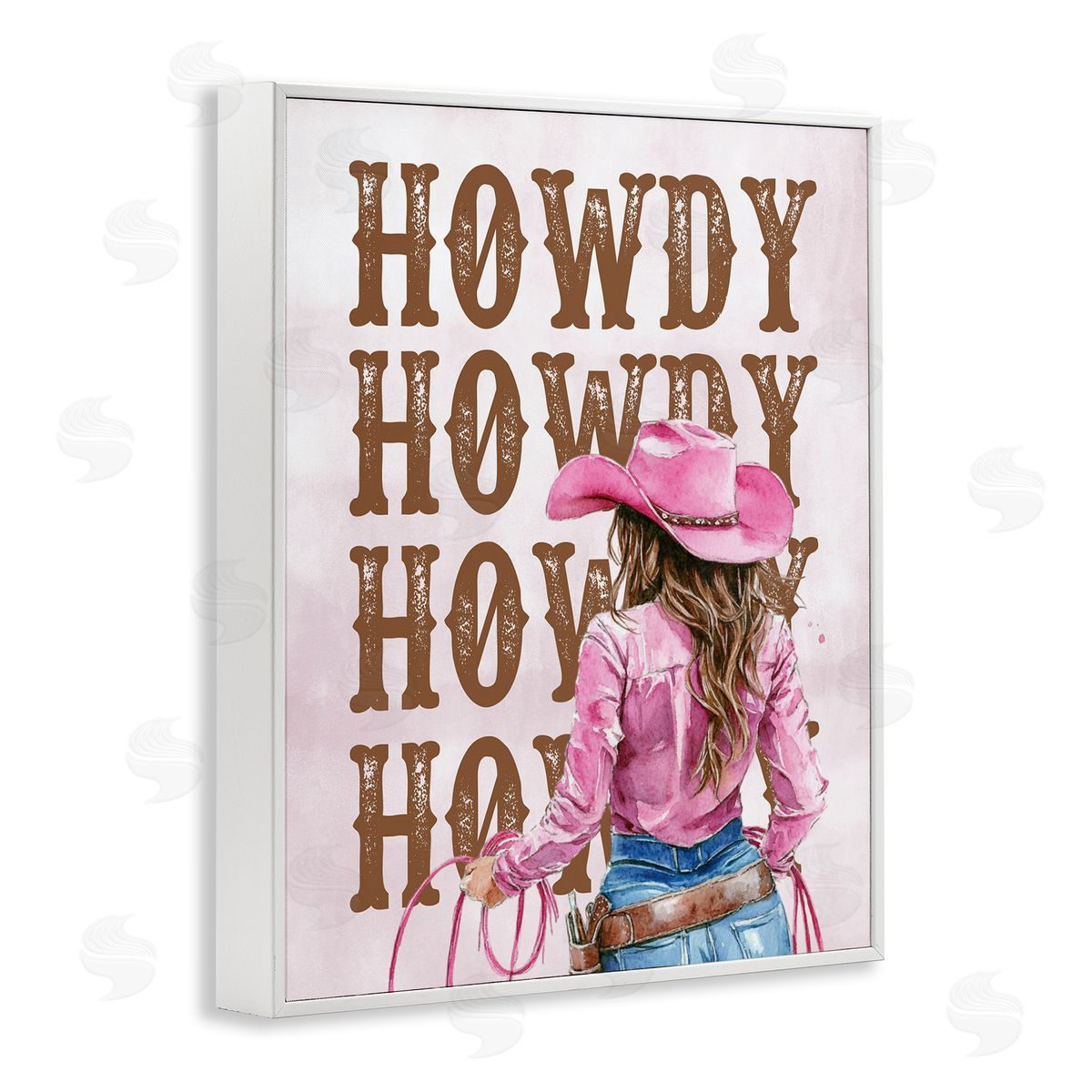 Pink & Brown Howdy Cowgirl White Frame Print Wall Art, Home Decor by Lettered and Lined