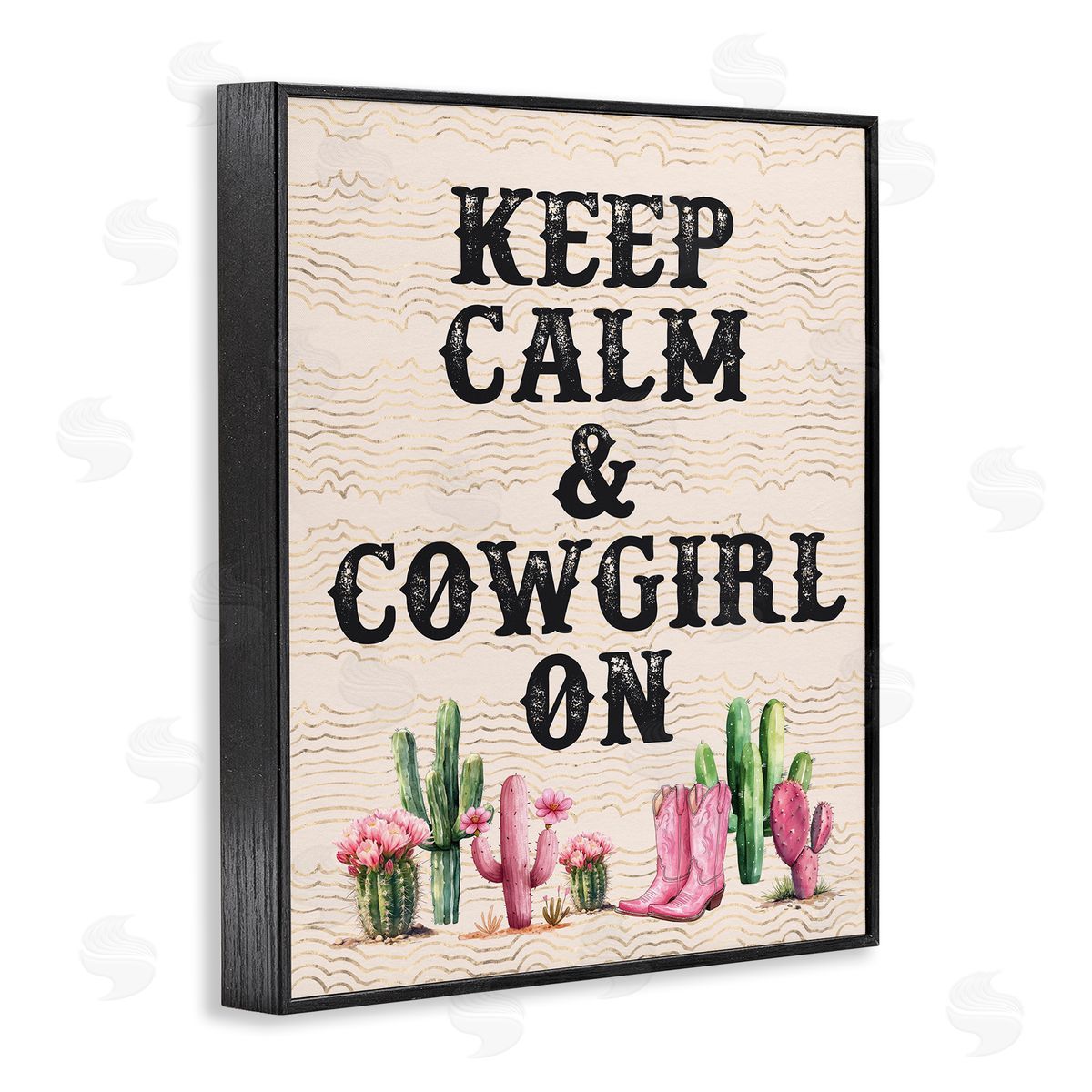 Keep Calm & Cowgirl On Black Frame Print Wall Art, Home Decor by Lettered and Lined