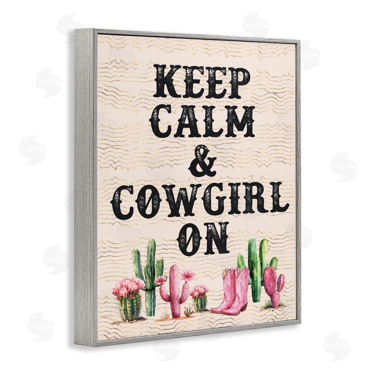 Keep Calm & Cowgirl On Grey Frame Print Wall Art, Home Decor by Lettered and Lined