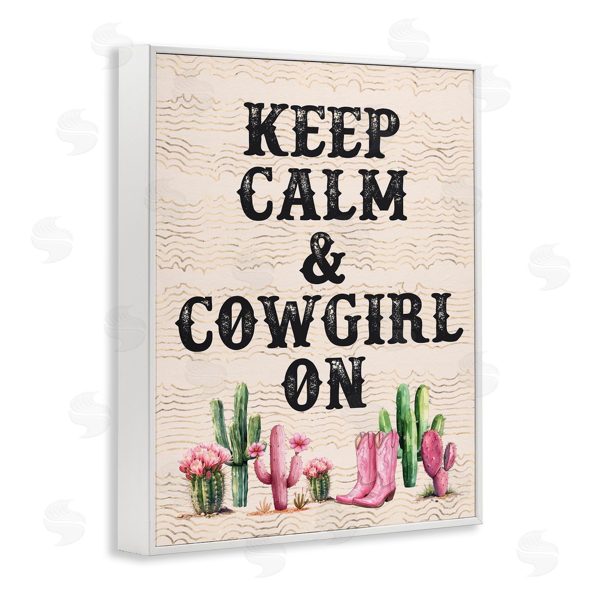 Keep Calm & Cowgirl On White Frame Print Wall Art, Home Decor by Lettered and Lined