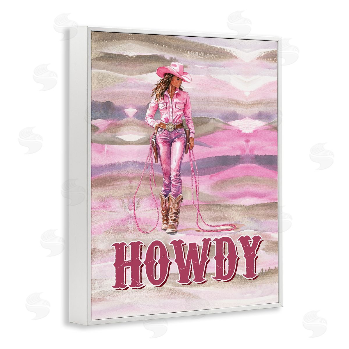 Pastel Howdy Cowgirl White Frame Print Wall Art, Home Decor by Lettered and Lined