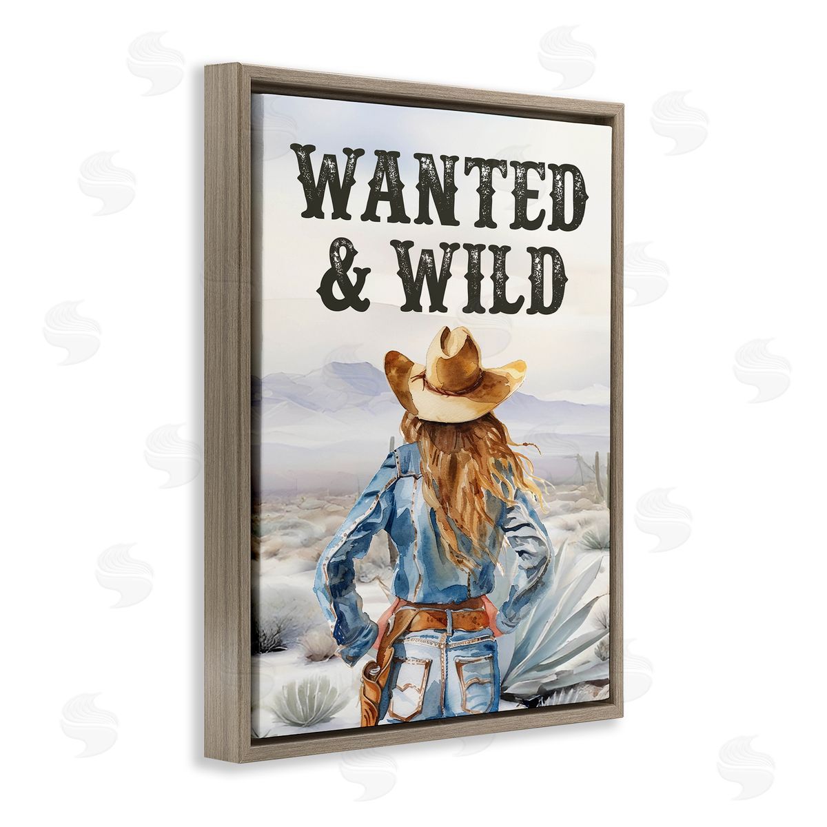 Wanted & Wild Cowgirl Brown Floating Frame Canvas Wall Art, Home Decor by Lettered and Lined