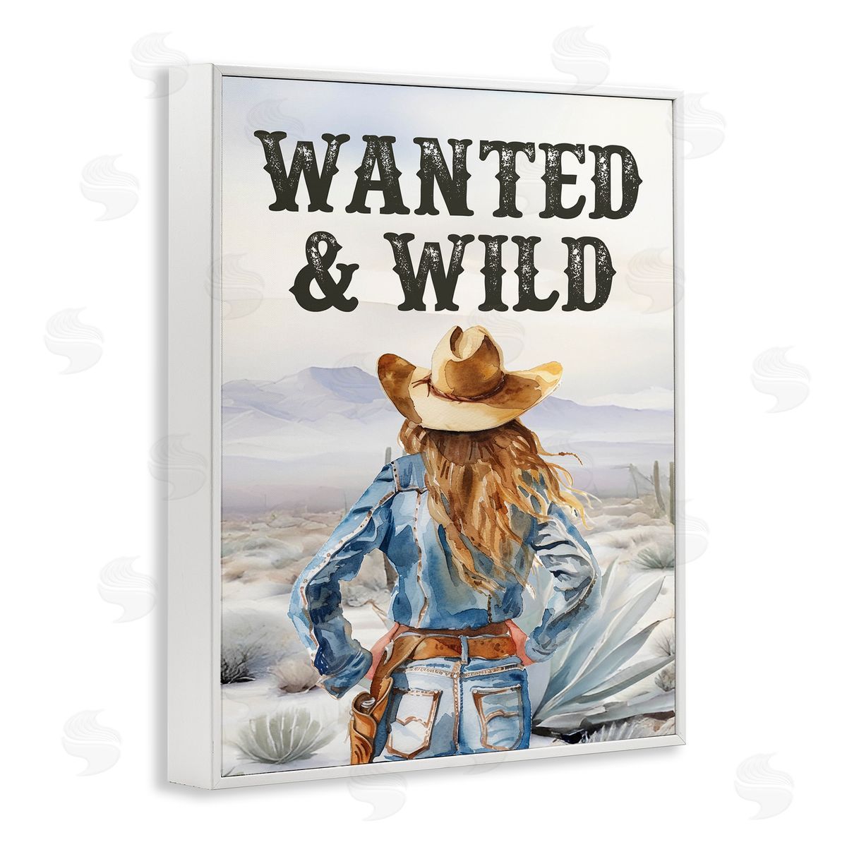 Wanted & Wild Cowgirl White Frame Print Wall Art, Home Decor by Lettered and Lined