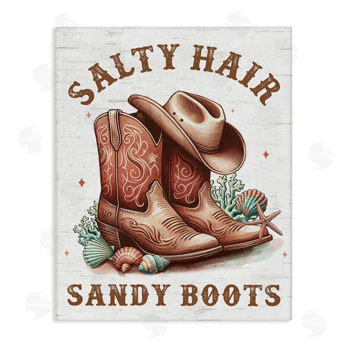 Coastal Cowgirl Boots Canvas Wall Art, Home Decor by Lettered and Lined