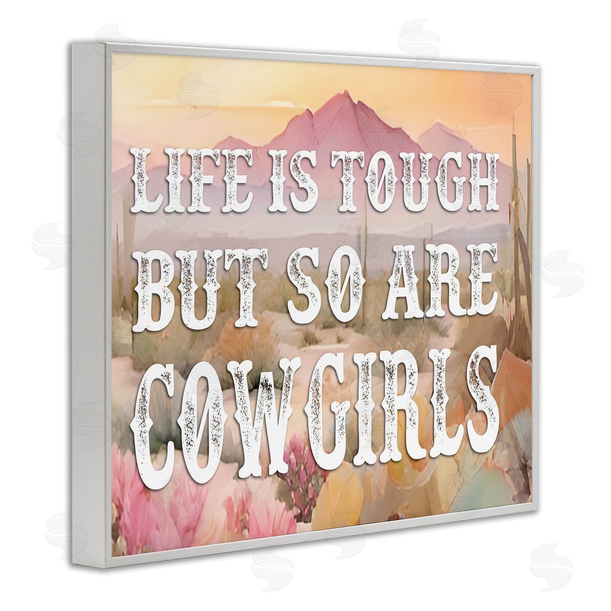 Life & Cowgirls Are Tough White Frame Print Wall Art, Home Decor by Lettered and Lined