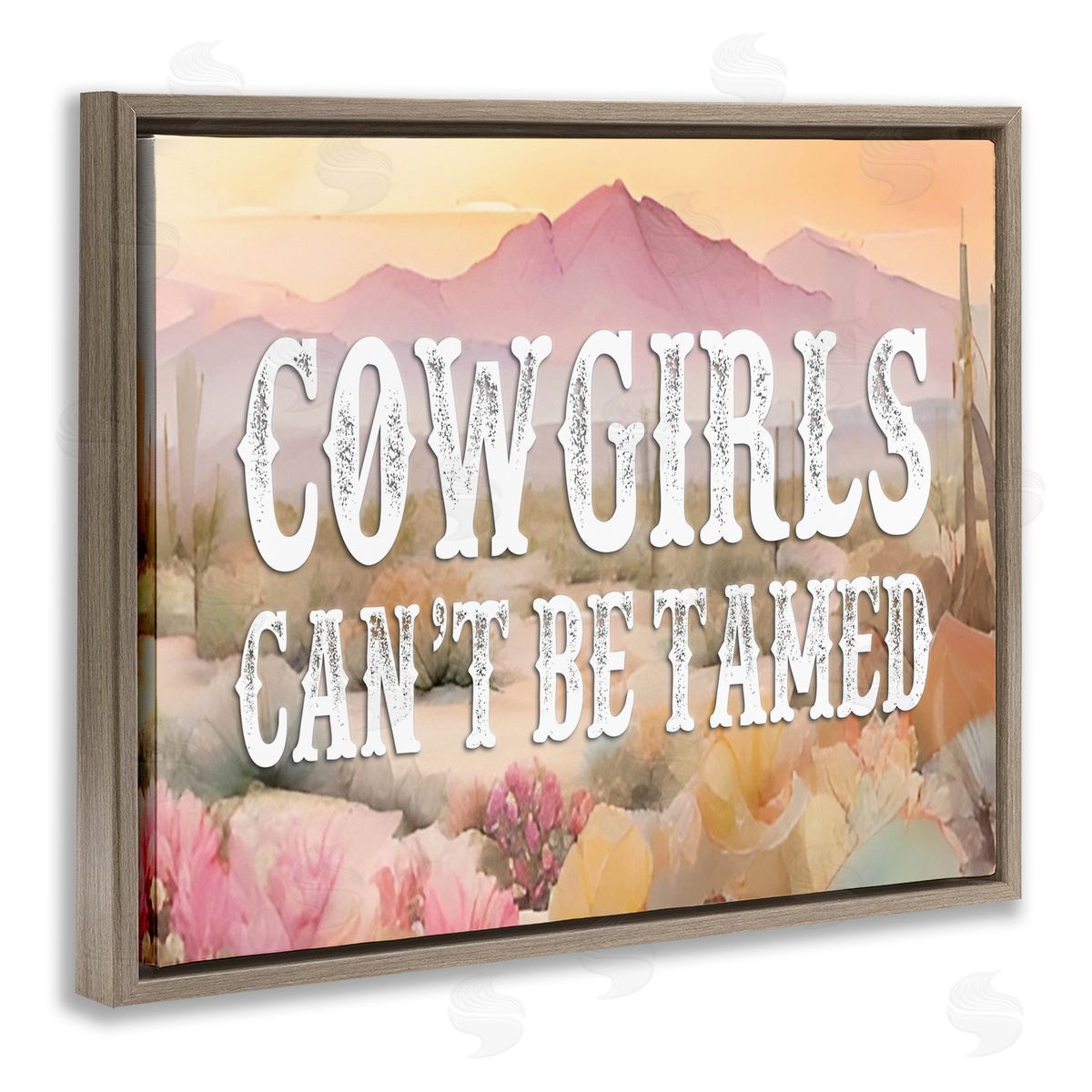 Cowgirls Can't Be Tamed Brown Floating Frame Canvas Wall Art, Home Decor by Lettered and Lined