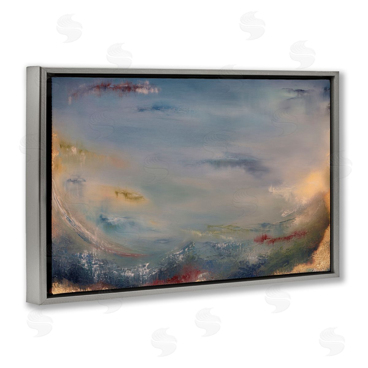 Bottom Of Ocean Abstraction Grey Floating Frame Canvas Wall Art, Home Decor by Lydia Orange
