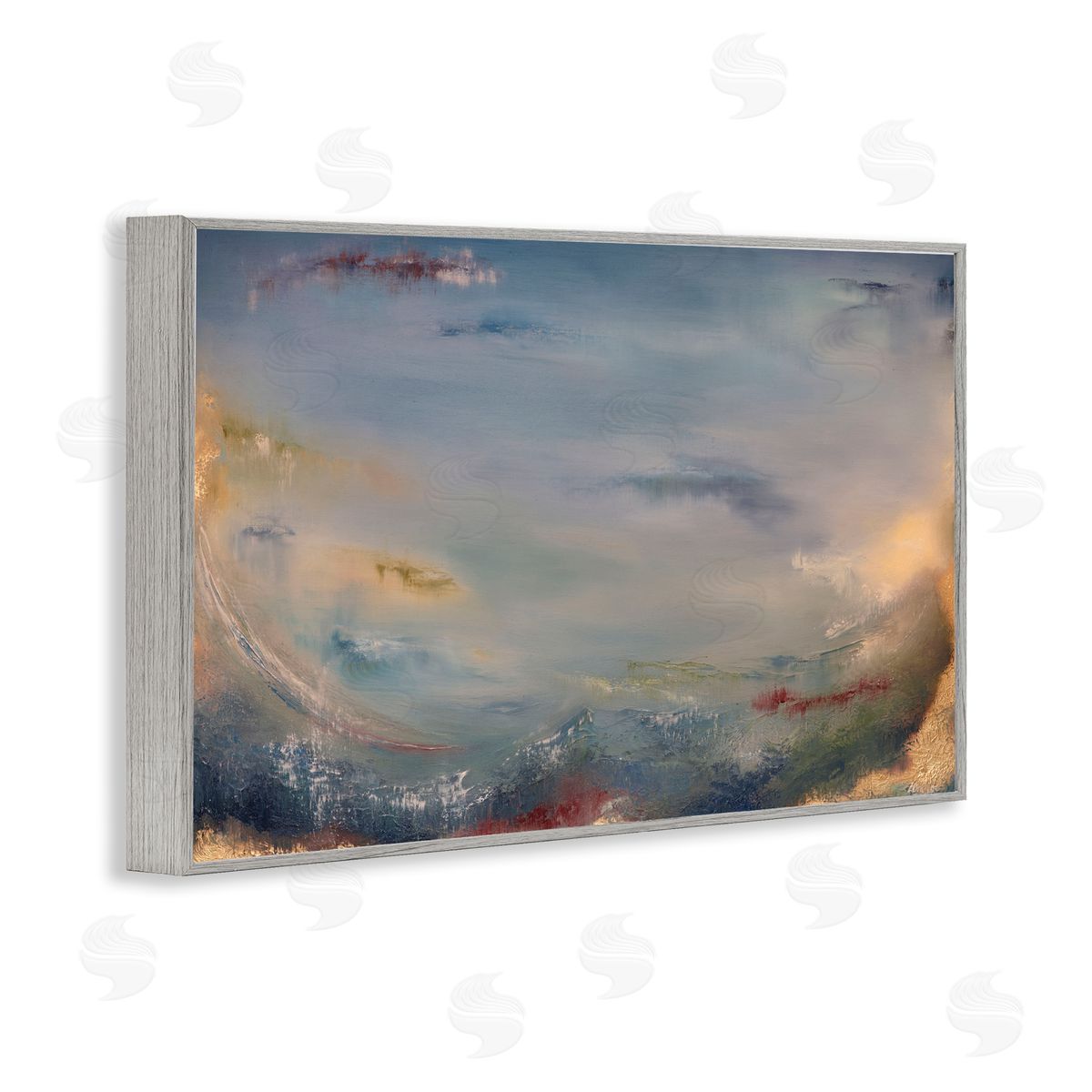 Bottom Of Ocean Abstraction Grey Frame Print Wall Art, Home Decor by Lydia Orange
