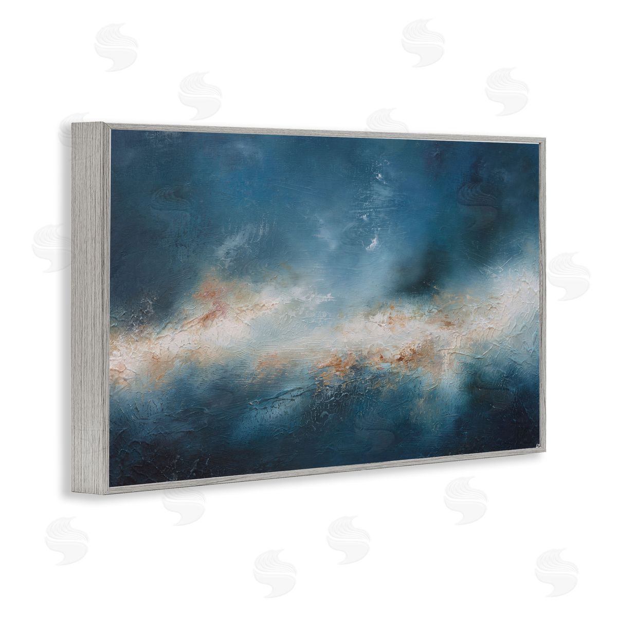 Beneath The Surface Abstract Grey Frame Print Wall Art, Home Decor by Lydia Orange